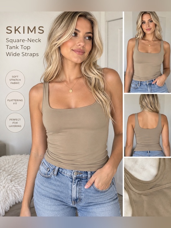 SKIMS Tops - SKIMS Square-Neck Tank with Wide Straps